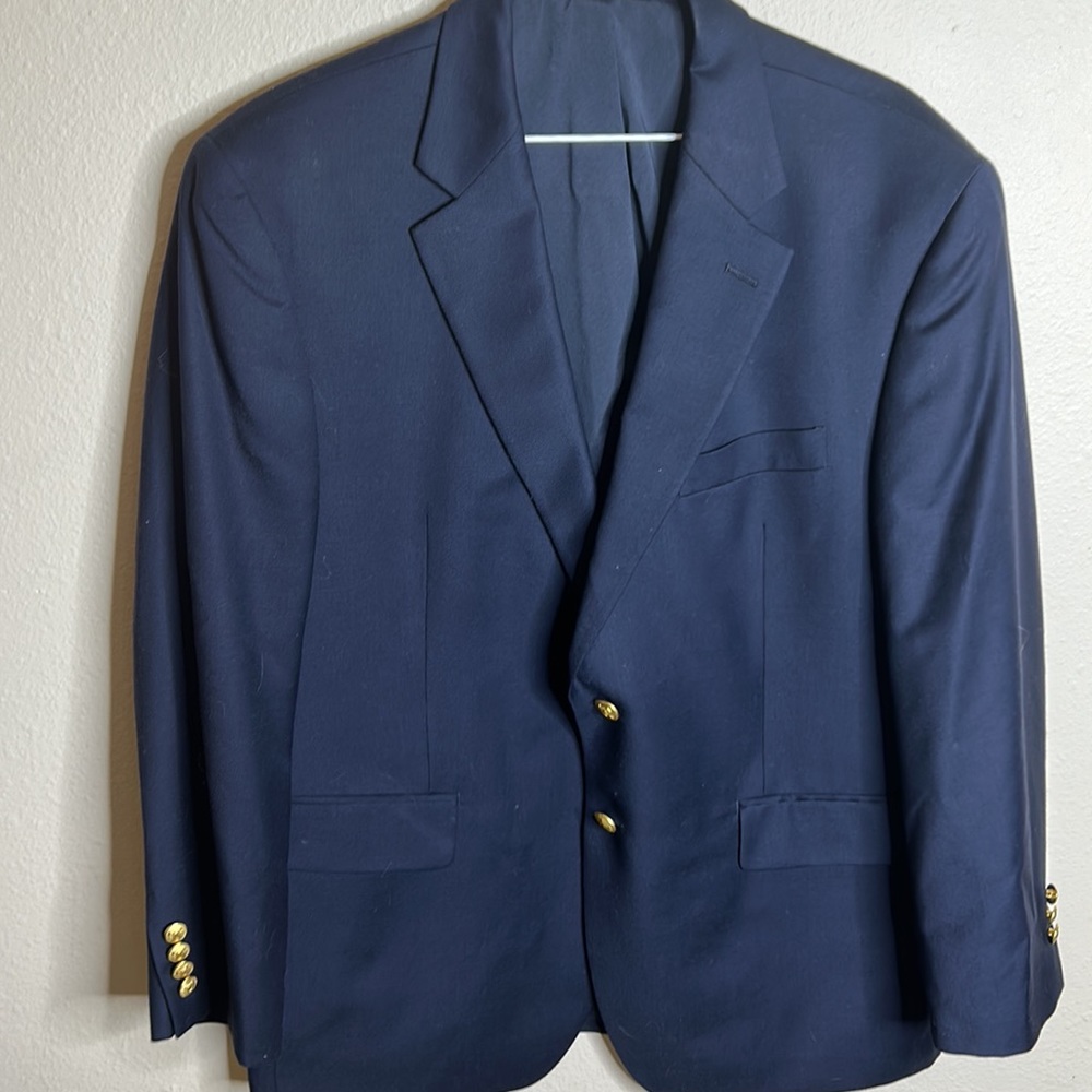 Lauren Ralph Lauren Vintage Mens Navy Blue blazer sport suit coat Size 42s